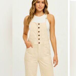 Pilcro by Anthropologie Painter Overalls in Cream